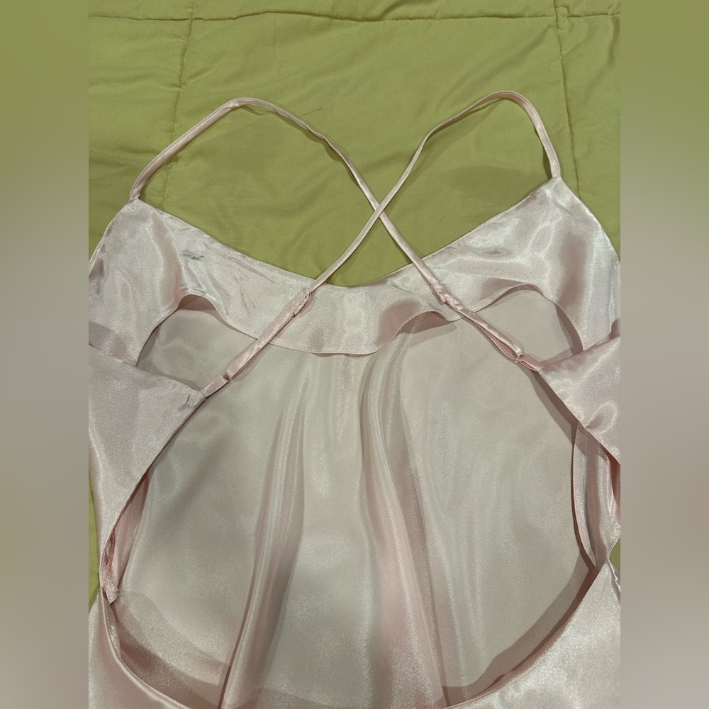 Victoria’s Secret Pale Pink Silky Chemise Slip Dress Lingerie Négligée Size L - Picture 3 of 12